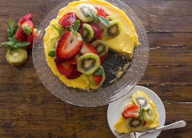 Fresh Fruit Tart with Italian Cream Filling, an easy delicious pie recipe, a graham cracker crust, creamy filling and heaps of fresh fruit.