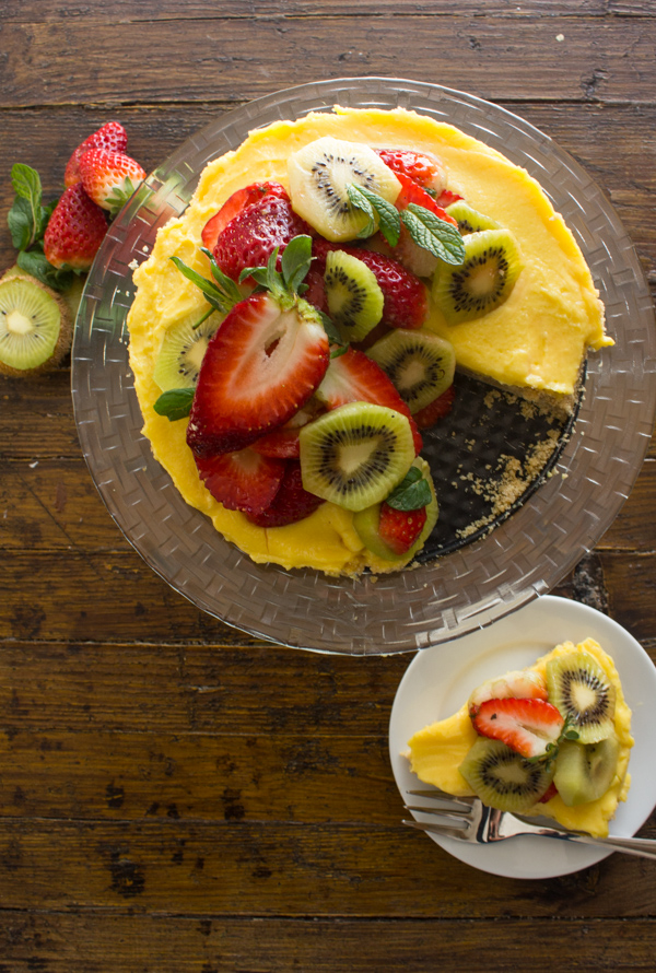 Fresh Fruit Tart with Italian Cream Filling, an easy delicious pie recipe, a graham cracker crust, creamy filling and heaps of fresh fruit.