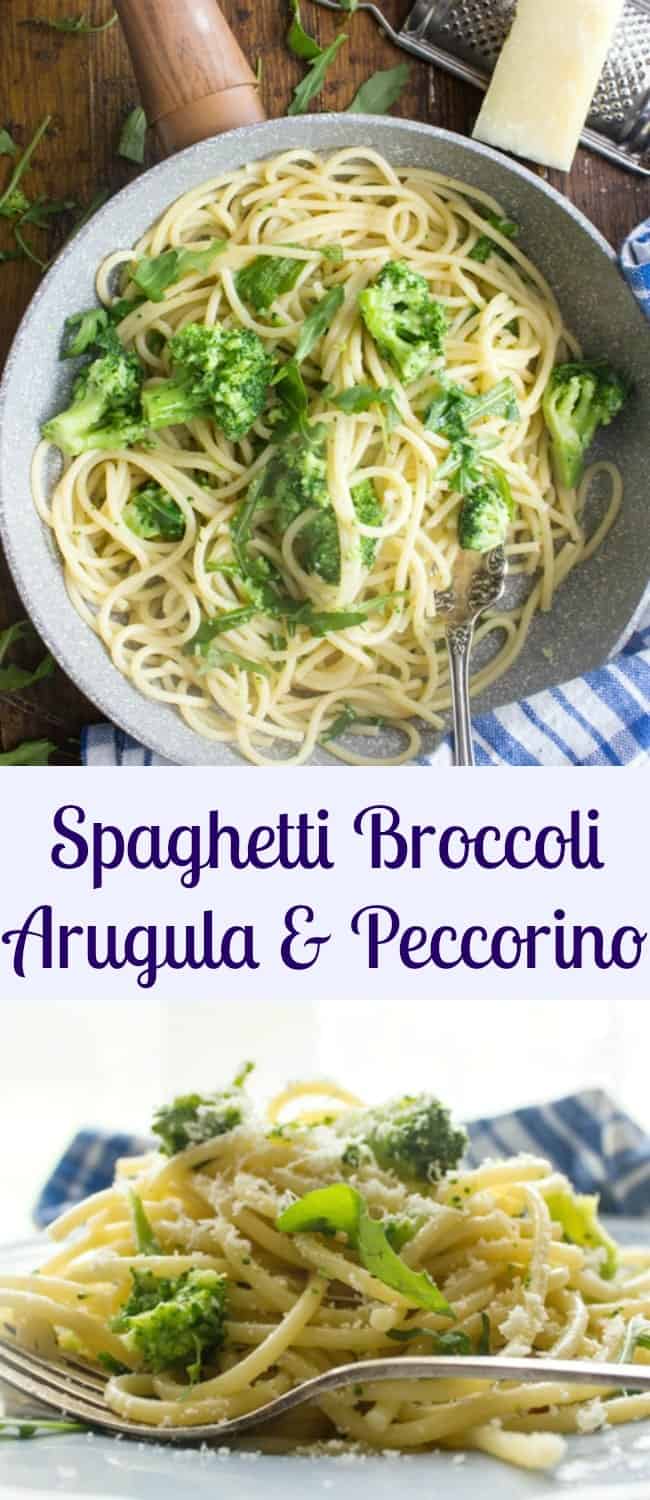 Spaghetti Broccoli Arugula and Pecorino, a delicious Italian Pasta recipe, fast, easy and healthy. A delicious combination.