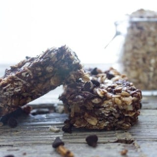 Dark Chocolate Almond Granola Bars, an easy healthy Homemade Granola Bar recipe, oatmeal and bran make these a good for you snack.