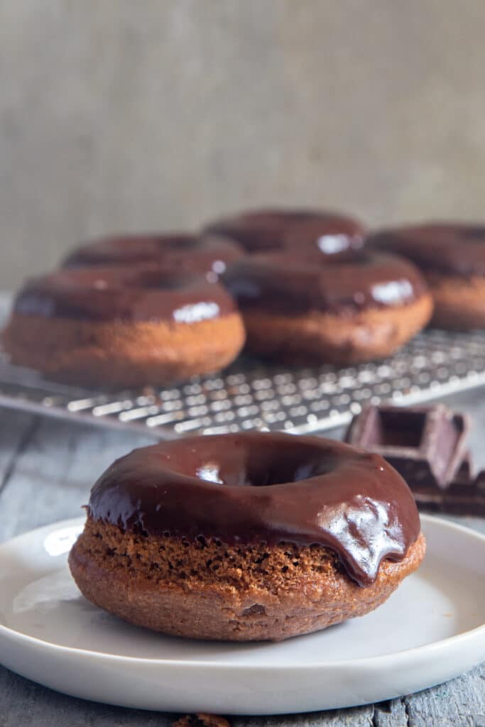 Donuts with chocolate glaze on top.