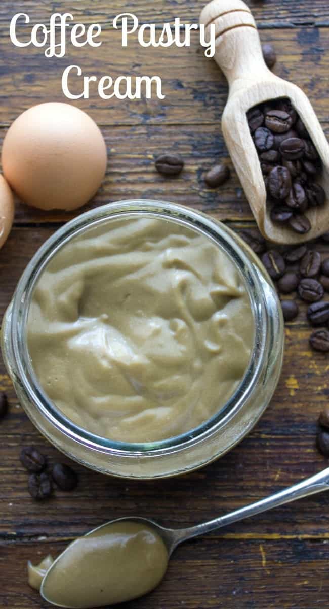 Fast and Easy Coffee Pastry Cream, a creamy delicious Italian coffee filling, perfect for filling cakes, pies and pastries.