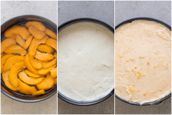 apricot cake how to make, the base, the middle filling and the top filling