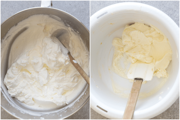 apricot cake how to make, whipped cream and cream cheese mixture