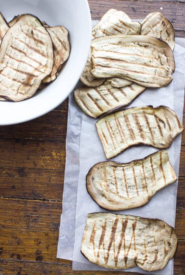 eggplant just grilled on parchment paper