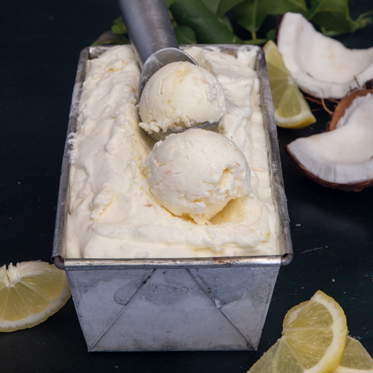 No Churn Coconut Lemon Ice Cream