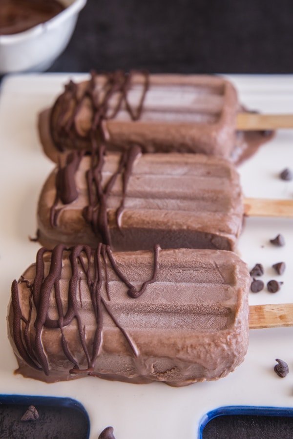 fudgesicles drizzled with melted chocolate