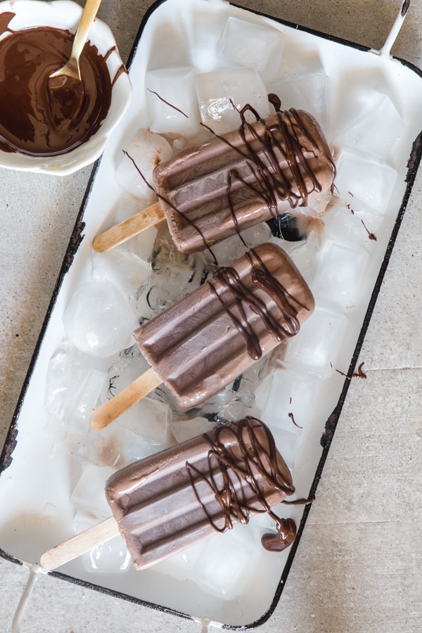 fudgesicles drizzled with chocolate