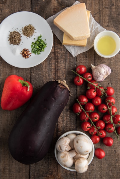 Ingredients to make veg eggplant rolls.