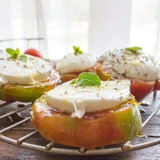 Grilled Tomatoes with Mozzarella, a healthy simple, fast and easy Appetizer, Breakfast or dinner BBQ Recipe Idea.