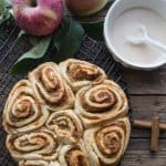 Apple Butter Cinnamon Rolls a quick and easy no yeast dough filled with a yummy Apple Butter filling and topped with a creamy Maple Glaze.