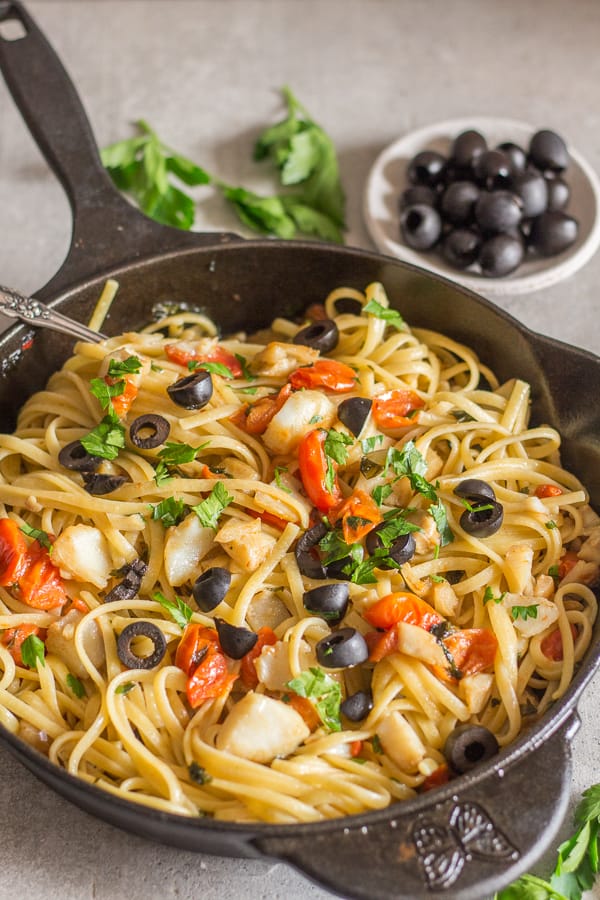 italian baccala in a skillet