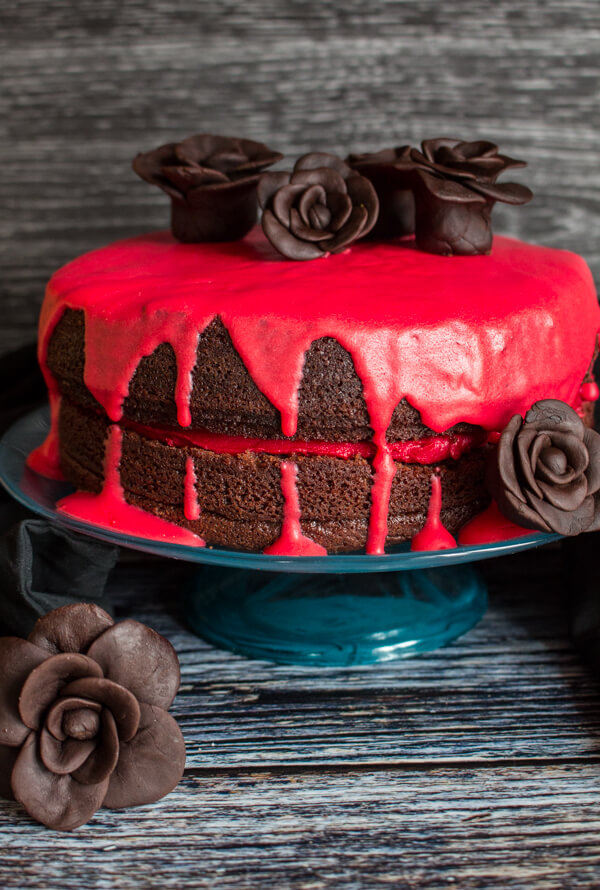 A Delicious, Decadent, Easy Double Chocolate Halloween Cake, Chocolate Butter Cream filling and Ganache makes this cake the Ultimate Dessert.