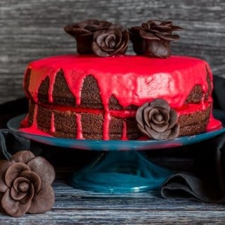 A Delicious, Decadent, Easy Double Chocolate Halloween Cake, Chocolate Butter Cream filling and Ganache makes this cake the Ultimate Dessert.