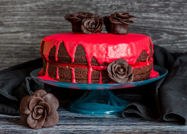 A Delicious, Decadent, Easy Double Chocolate Halloween Cake, Chocolate Butter Cream filling and Ganache makes this cake the Ultimate Dessert.