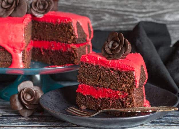 A Delicious, Decadent, Easy Double Chocolate Halloween Cake, Chocolate Butter Cream filling and Ganache makes this cake the Ultimate Dessert.