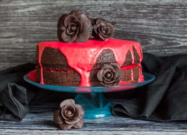 A Delicious, Decadent, Easy Double Chocolate Halloween Cake, Chocolate Butter Cream filling and Ganache makes this cake the Ultimate Dessert.