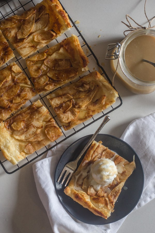 apple tart on a wire rack