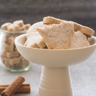 cinnamon sugar cookies on a plate and mini ones in a jar