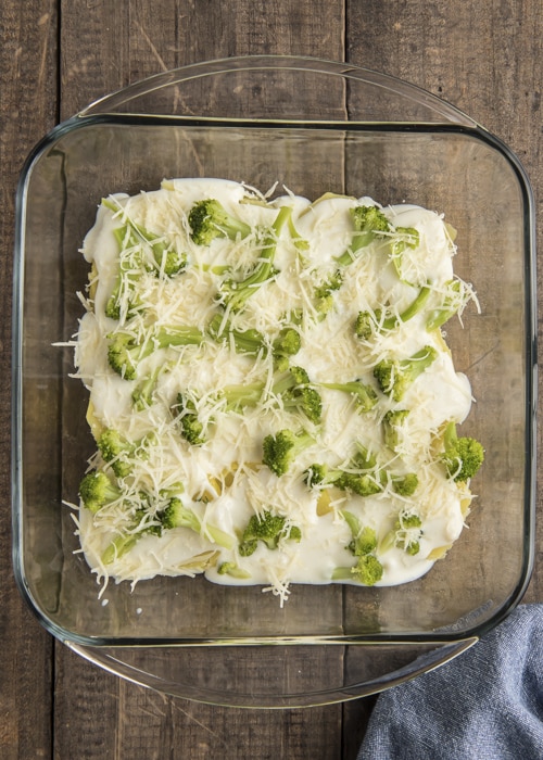 Broccoli casserole before baking.