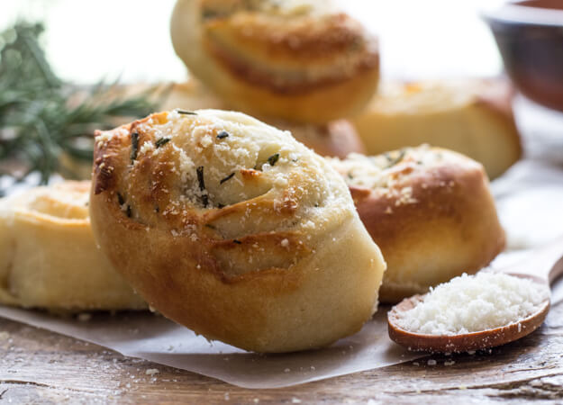 Easy Parmesan rosemary pinwheels. Image