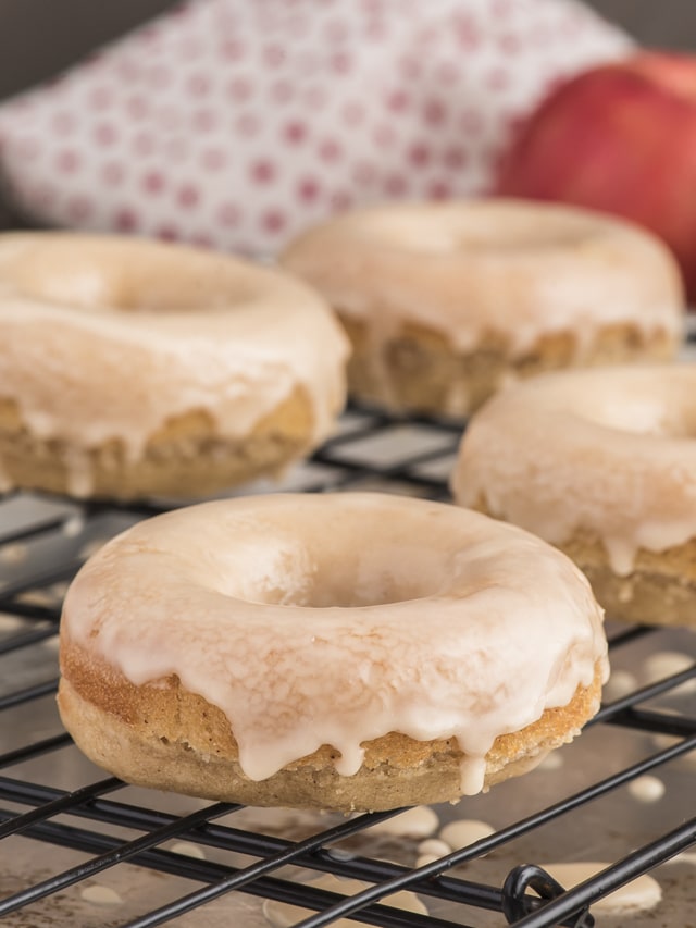 Maple Frosted Baked Apple Butter Donuts