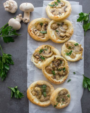 Mushroom Puff Pastry Appetizers, a delicious, fast and easy vegetarian finger food, makes the perfect addition to any dinner or get together.