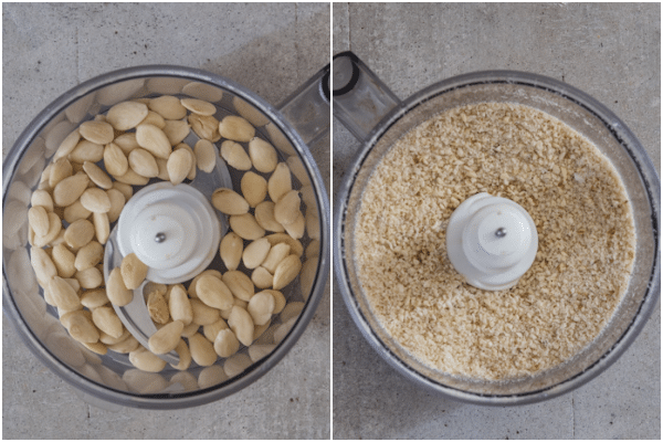 almonds in the mixer and ground with the sugar