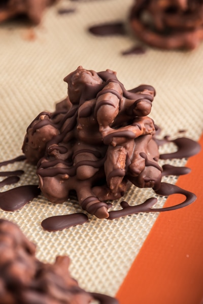 The clusters drizzled with dark chocolate.