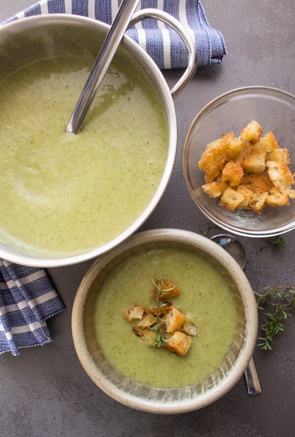 Three Vegetable Creamy Broccoli Soup Recipe - An Italian in my Kitchen