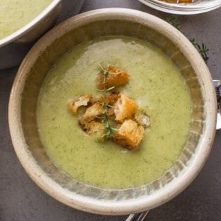 Three Vegetable Creamy Broccoli Soup is a quick and easy Homemade Cream Soup without milk or cream. A light vegetarian soup.