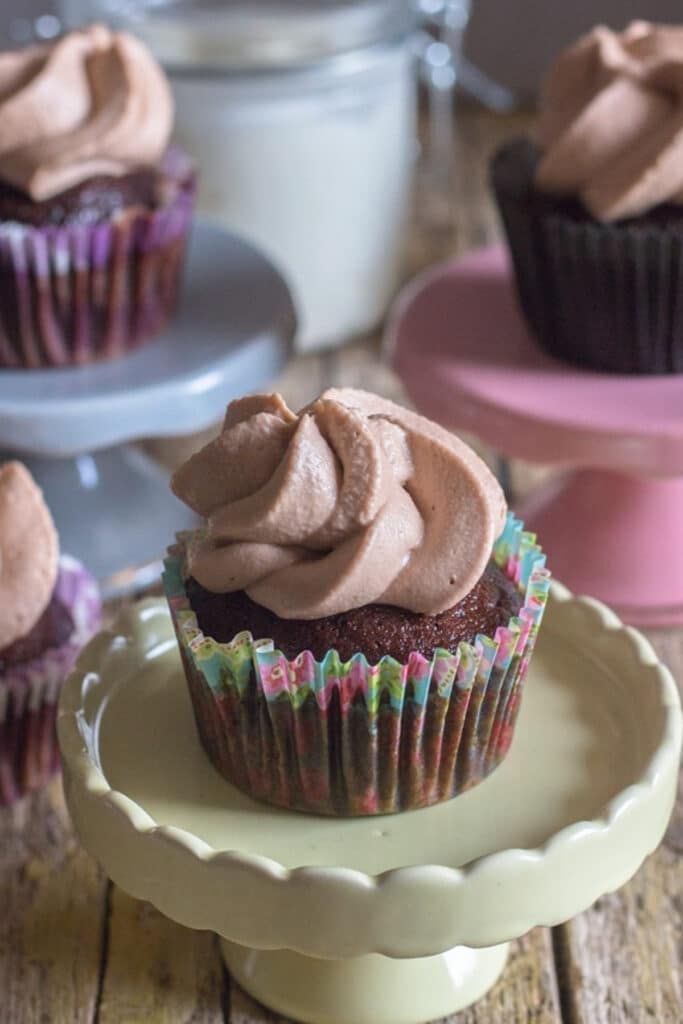 Nutella frosting on a cupcake.