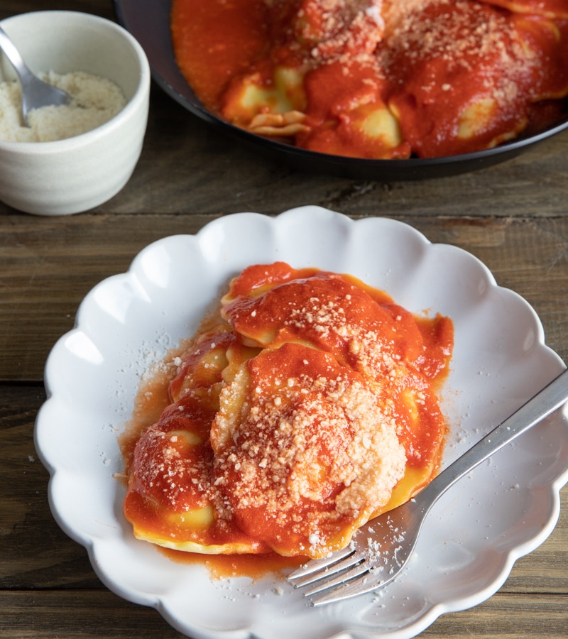 Chicken Ravioli with Creamy Tomato Sauce - Handle the Heat