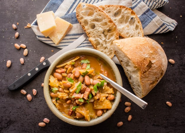 Italian Bean Pancetta Cabbage Soup, an easy delicious Comfort Soup recipe. Full of Borlotti beans, Pancetta or Bacon and Cabbage.