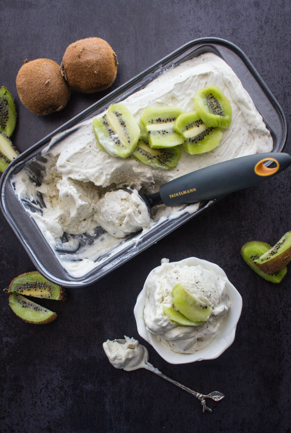 No Churn Kiwi Ice Cream, an easy homemade no churn Ice cream, made with fresh kiwi a delicious fresh frozen dessert.
