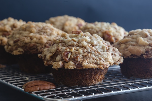 banana muffins on a wire rack