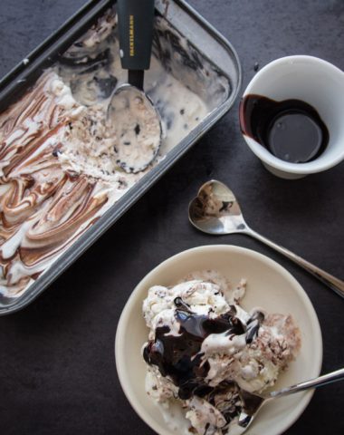 No Churn Nutella Swirl Chocolate Chip Ice Cream, fast, easy, creamy and delicious. A Perfect frozen dessert or snack.