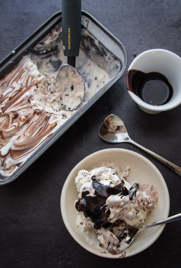 No Churn Nutella Swirl Chocolate Chip Ice Cream, fast, easy, creamy and delicious. A Perfect frozen dessert or snack. 
