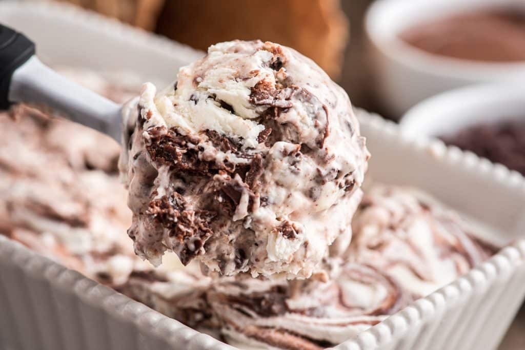 A scoop of ice cream. 