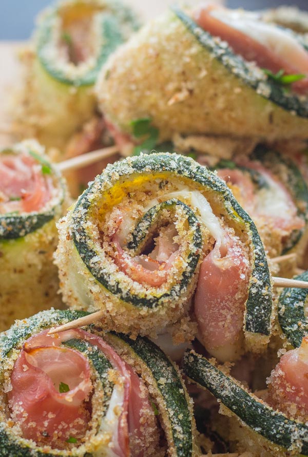 Baked Breaded Zucchini Roll-Ups are a Healthy Delicious Baked Appetizer, Side Dish or serve with a Salad and they make a yummy Main Dish.