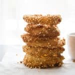 5 crispy crunch onion rings on top of each other