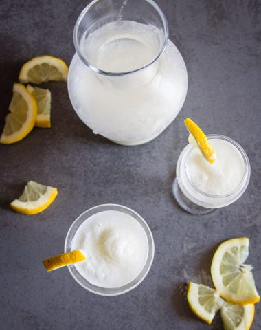Italian Lemon Sorbet Drink, a delicious traditional Italian digestive middle of dinner drink. Creamy Lemony and so good.