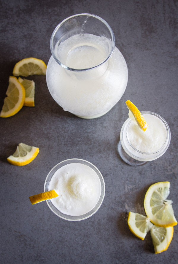 Italian Lemon Sorbet Drink, a delicious traditional Italian digestive middle of dinner drink. Creamy Lemony and so good.