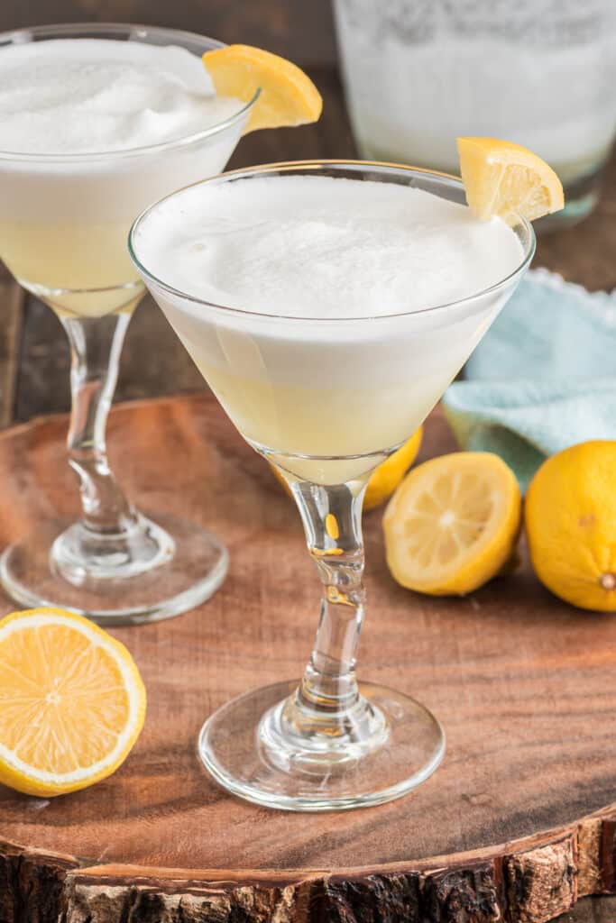 Lemon sorbet drink in two glasses.