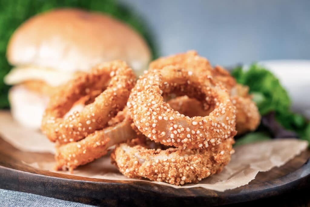 Onion rings on a plate.