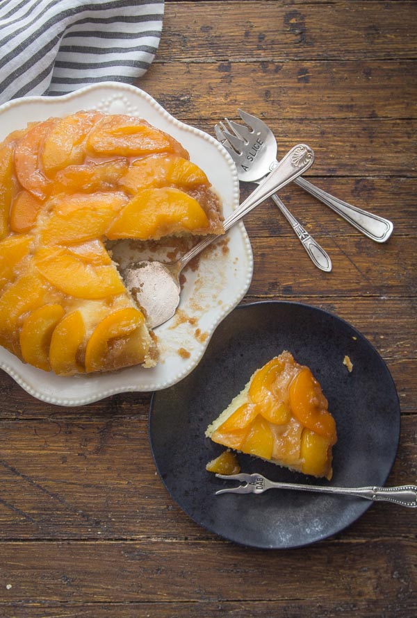 Peach Upside Down Cake is an easy summertime Homemade dessert recipe. Made with fresh or canned peaches, a little ice cream and it's perfect.