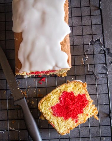 Surprise Inside Canada Day Cake a simple easy idea make this pound cake a delicious Patriotic Dessert Recipe. Family & Friends will love it.
