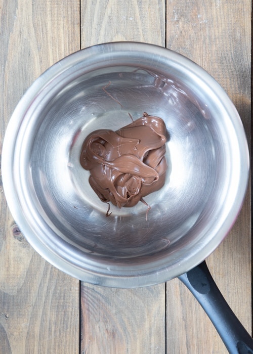 Nutella in a silver bowl.