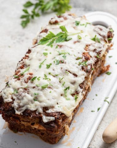 Best meatloaf on white tray.