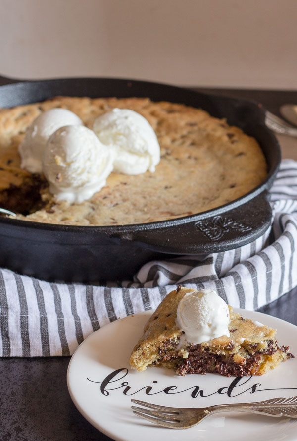 Dark Chocolate Chip Skillet Cookie